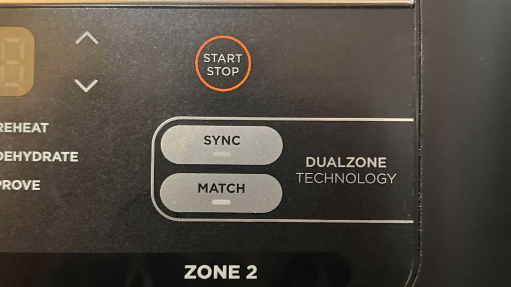 Sync and match functions on an air fryer control panel