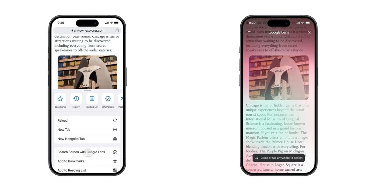 Google Lens powering new Screen Search in Chrome for iOS