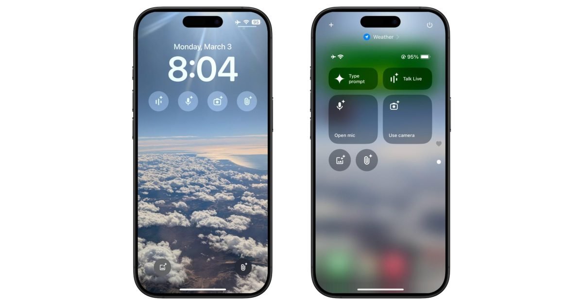 Gemini app on iPhone adds Control Center, lockscreen widgets