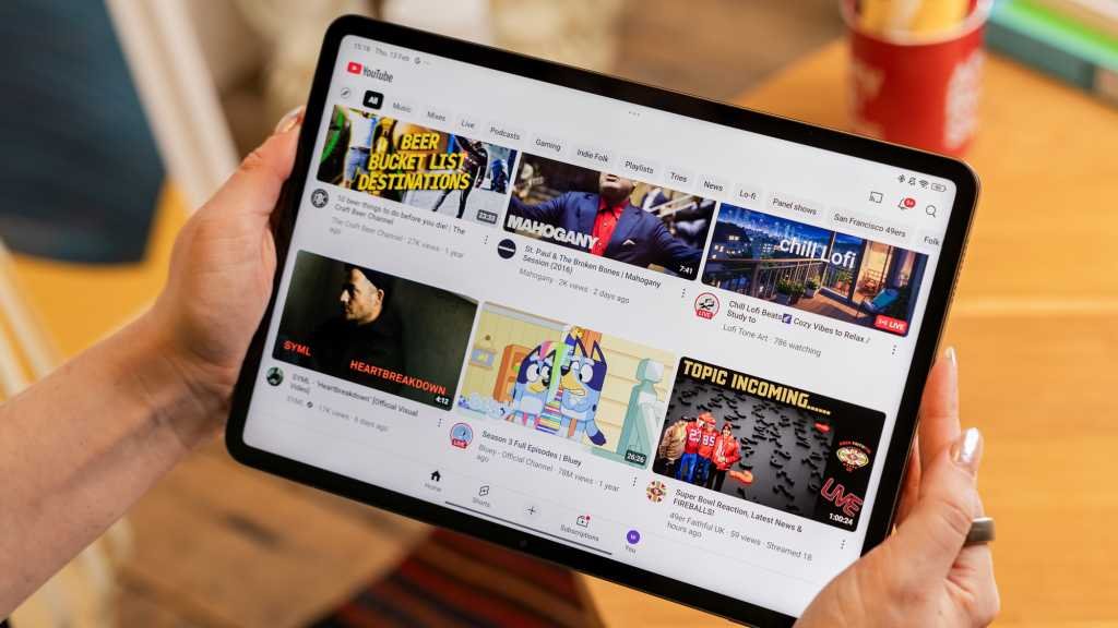 YouTube interface on a tablet - Streaming lifestyle shot