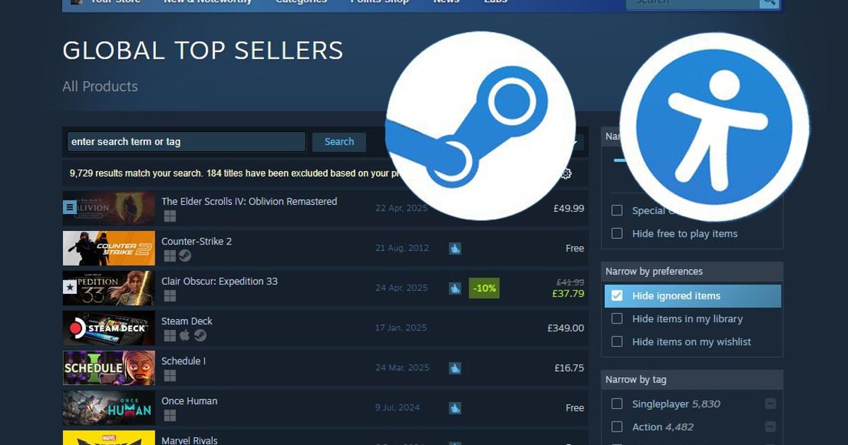 Steam will soon let you filter games by accessibility feature