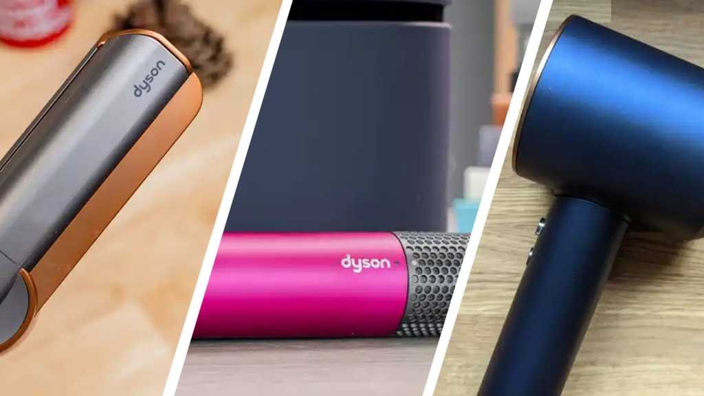 Three close-ups of Dyson beauty tech products